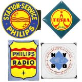 4 Radio Advertising Enamel Signs, c. 1950