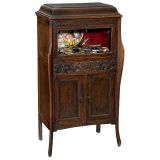 Oak Display Cabinet with Needle Tins, c. 1925