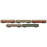 5 Märklin Passenger Cars, c. 1960