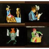 4 Single Slipping Slides 4 x 7 in., c. 1880