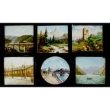 6 Large Hand-Painted Magic Lantern Slides, c. 1850-70