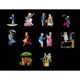 10 Hand-Painted Single Slipping Slides, c. 1860-70