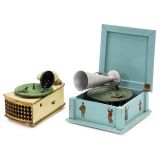 2 Wood-Case Toy Gramophones, c. 1925