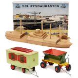 2 Steiff Vehicles and 1 Ship Construction Kit, c. 1960-70