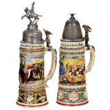 2 German Pottery Regimental Steins