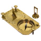 Biedermeier Brass Sundial with Compass, 1842