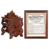 Holder for Stereo Cards and an Advertisement for Daguerreotypes