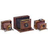 3 Early Folding Cameras, c. 1890