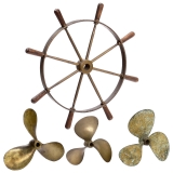 Nautical Steering Wheel and 3 Propellers