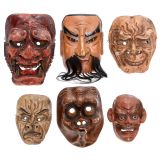 5 Japanese Noh Masks, c. 1900