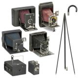 6 Hüttig/Ica Cameras and Walking-Stick Tripod